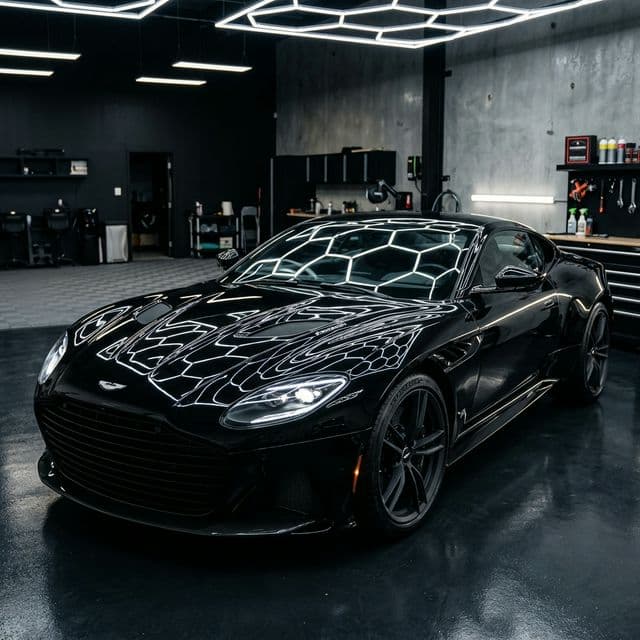 Gleaming car exterior after ceramic coating